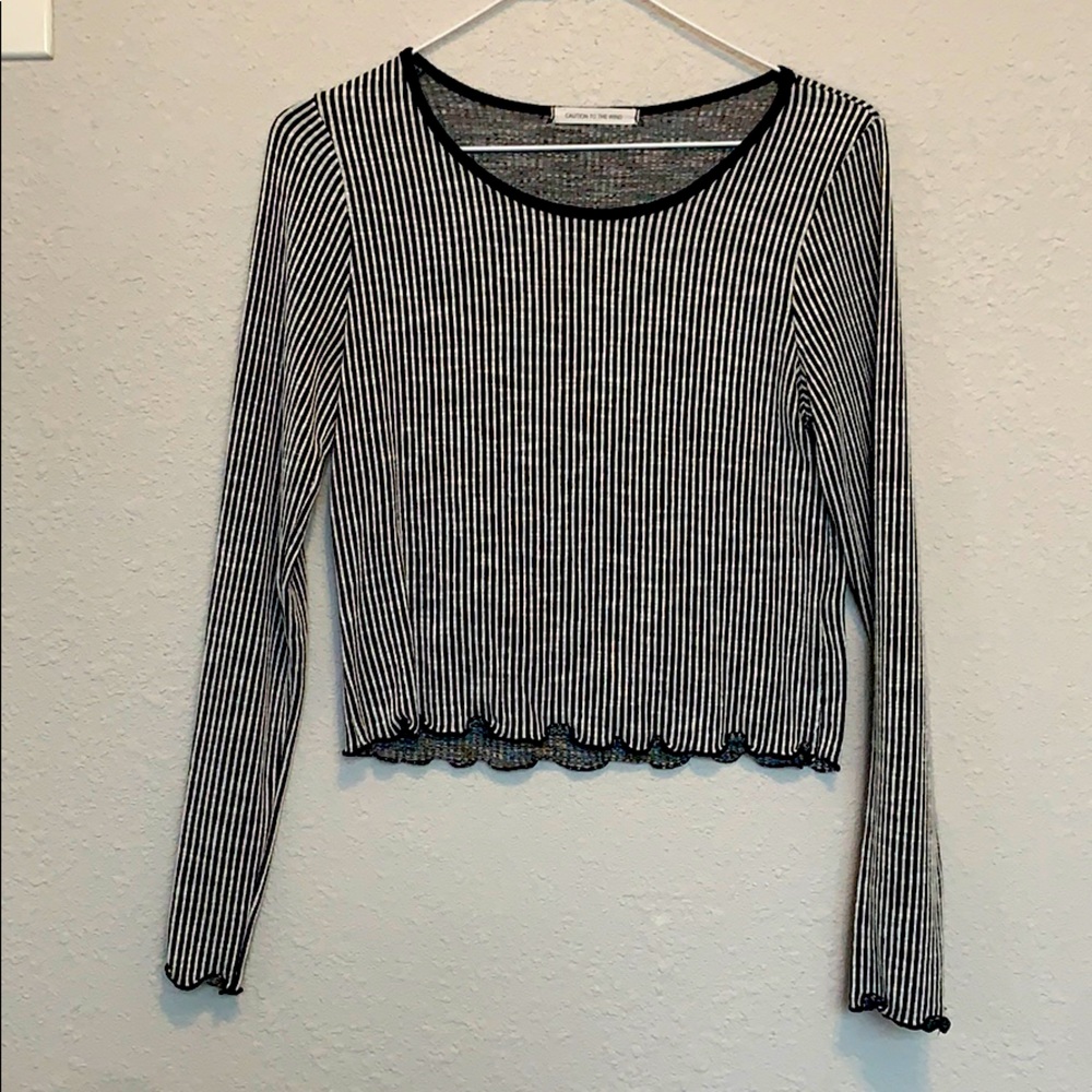 Black and white striped crop